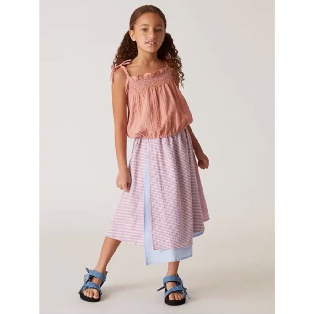 The Sunday Collective Girl’s Pink Sleeveless Top with ties 100% cotton NWT